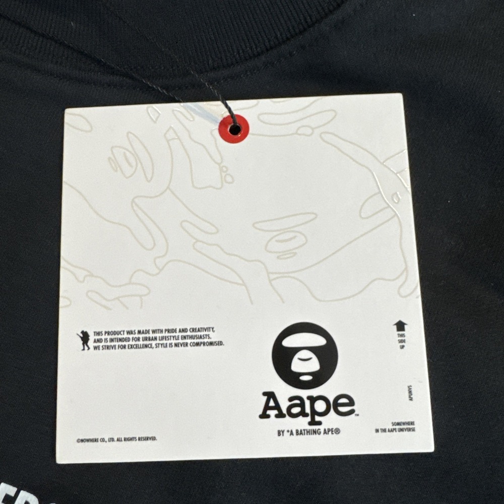RARE BNWT Bape AAPE X Spalding 10TH Anniversary Moon Face Black Crewneck XL HTF - Picture 6 of 16